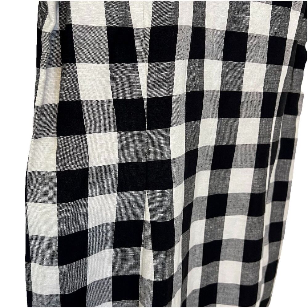 Loft Linen Blend Gingham Mini Dress Size 0 NWOT Black White Button Front Summer - Picture 7 of 9